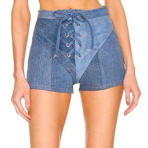 EB Denim Patchwork Tie Front Jean Shorts - Small - NWOT